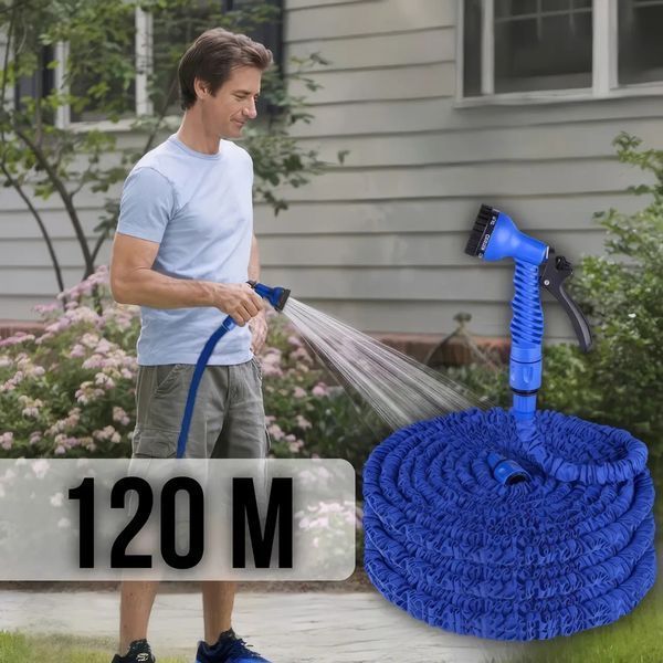 Шланг садовий 120 м для поливу з розпилювачем 7 режимів роботи V-HOSE PRO Синій 2566369748 фото