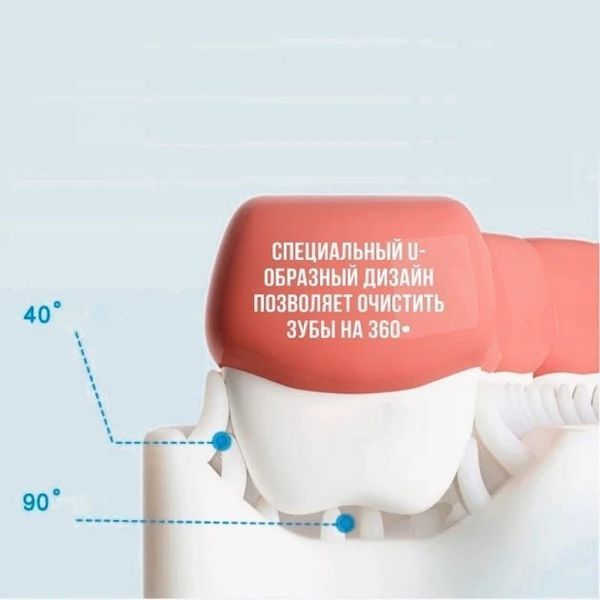 Дитяча U-подібна зубна щітка капа 2-12 років для хлопчиків на 360 градусів Синя 2473936949 фото