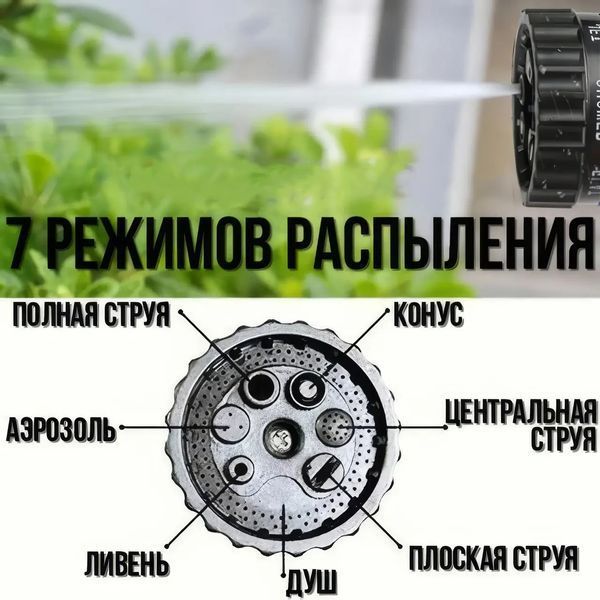 Шланг садовий 120 м для поливу з розпилювачем 7 режимів роботи V-HOSE PRO Синій 2566369748 фото