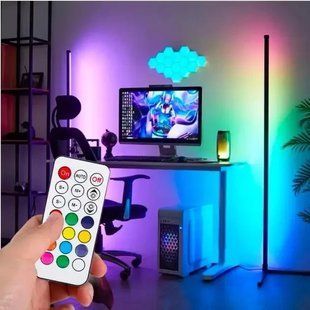 Підлогова кутова RGB-лампа торшер з пультом керування 1,2 м Кутовий підлоговий нічник світильник 2451492340 фото