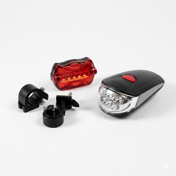 Велофара передня + задній стоп KK-760 | Комплект велосипедного світла (7+5 LED/5 режимів) 2900776713 фото