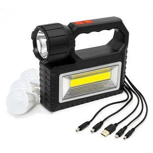 Сонячна зарядна станція OK-718S-A з LED+COB ліхтарем 10 Вт, PowerBank, сонячна панель, 3 виносні лампи, акумуляторна ручна 2830659151 фото
