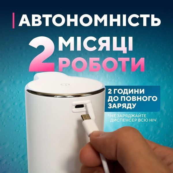 Автоматичний дозатор мила із сенсором 380 мл USB, білий LS-12 2854837616 фото