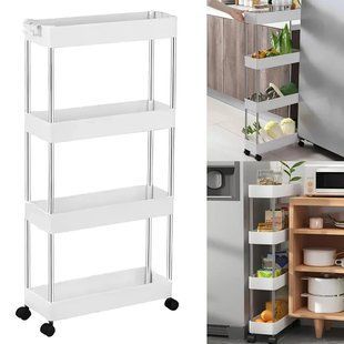 Етажерка на колесах 4 яруси (87&times;38&times;13 см), Bathroom Rack / Підлогова полиця-органайзер/ Стелаж-етажерка 2332960627 фото