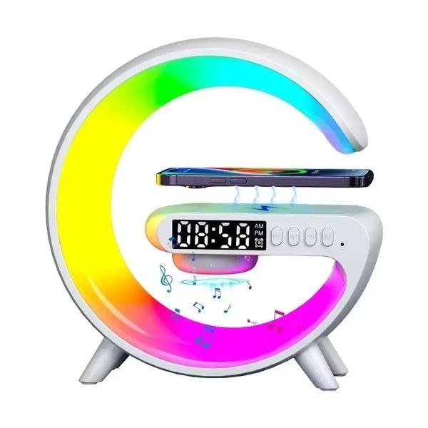 Настільна смарт-лампа G-Smart Light G63 RGB з бездротовою зарядкою і Bluetooth-колонкою 10 W White 2043172588 фото