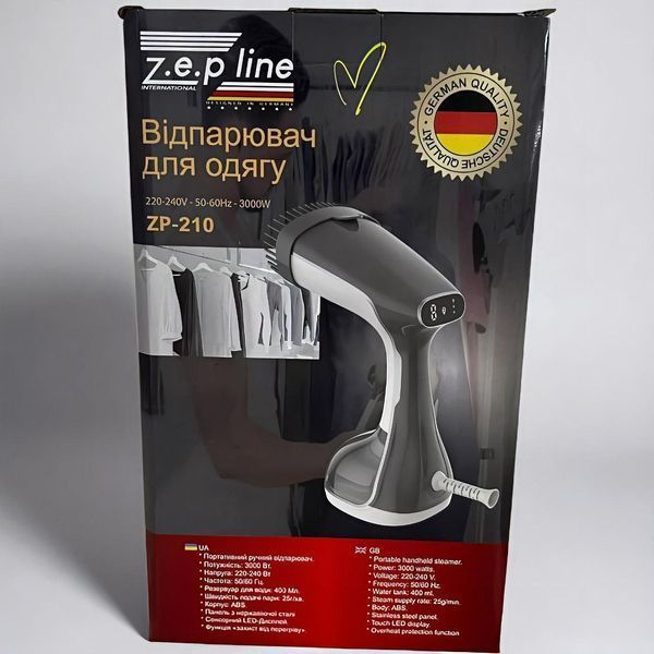 Вертикальний відпарювач Zepline ZP-210 &mdash; 3000 Вт, Сіре сенсорне керування, Німеччина 2741477605 фото
