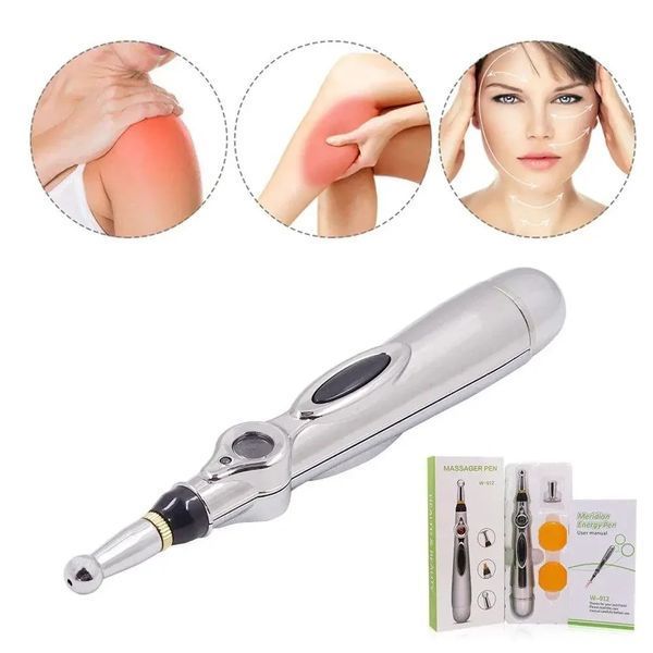 Масажер для тіла електричний ручний (масажна ручка) 3в1 Massager Pen W-912 на батарейках Сріблястий 1824385751 фото