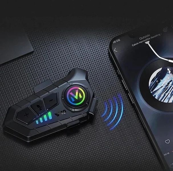 Бездротова мотогарнітура Y10 на шолом із м'яким мікрофоном і Bluetooth 5.3 + аксесуари, чорна 2930985951 фото