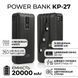Power Bank з електронним екраном із набором кабелів KP KP-27 20000 mAh Зовнішній акумулятор для заряджання 2955705239 фото 1