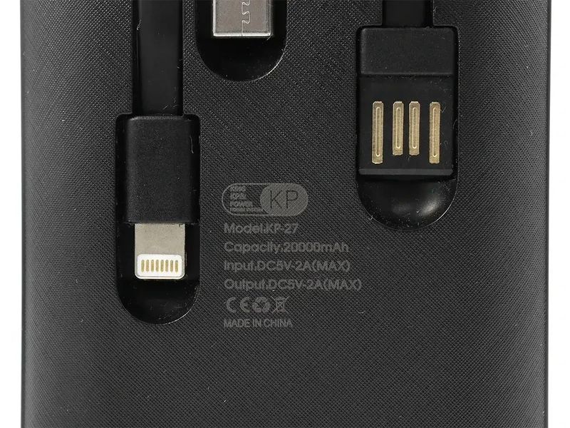 Power Bank з електронним екраном із набором кабелів KP KP-27 20000 mAh Зовнішній акумулятор для заряджання 2955705239 фото