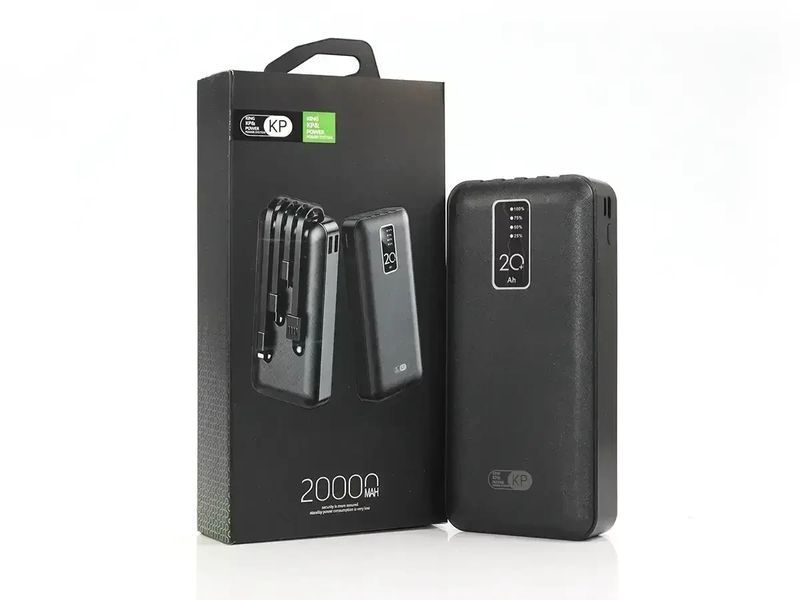Power Bank з електронним екраном із набором кабелів KP KP-27 20000 mAh Зовнішній акумулятор для заряджання 2955705239 фото