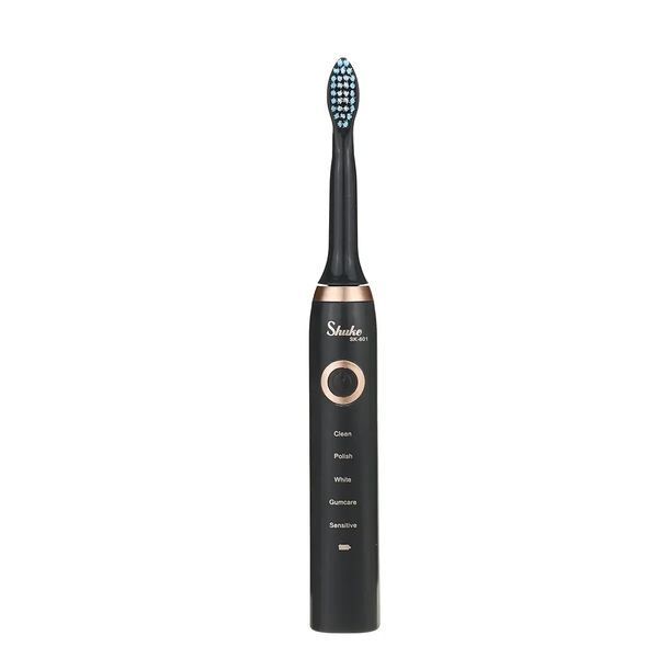 Електрична зубна щітка Shuke SK-601 акумуляторна з 4 насадками Чорна 1771749165 фото