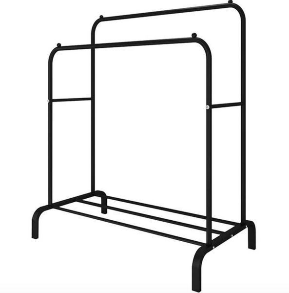 Подвійна стійка вішалка для одягу та взуття Loft Rack підлогова сталева з полицею Black 1876559481 фото