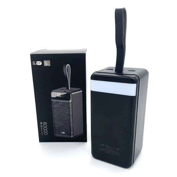 Портативний зарядний пристрій Power Bank з ліхтариком King Power PD-80 80000 mAh 3USB Type-C Lightning Чорний 3026398379 фото