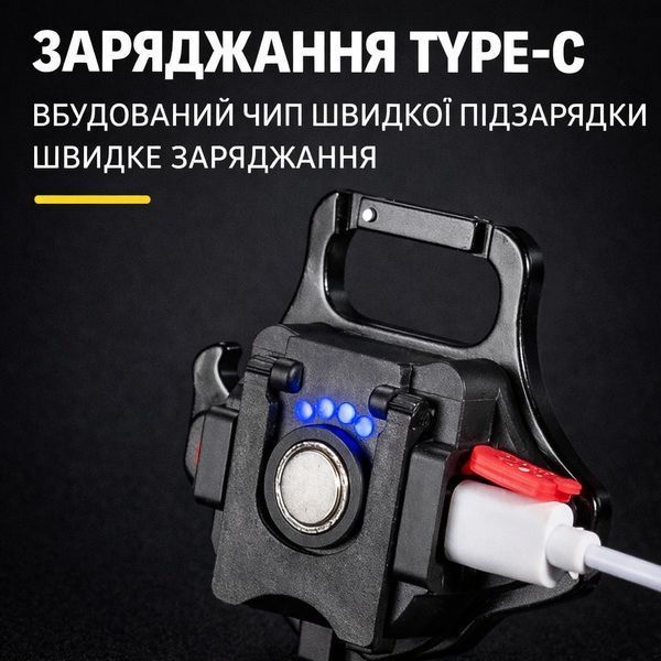 Універсальний кемпінговий світильник-брелок W5133 COB з Type-C зарядкою, магнітом, карабіном і вбудованою відкривачкою 2885476139 фото