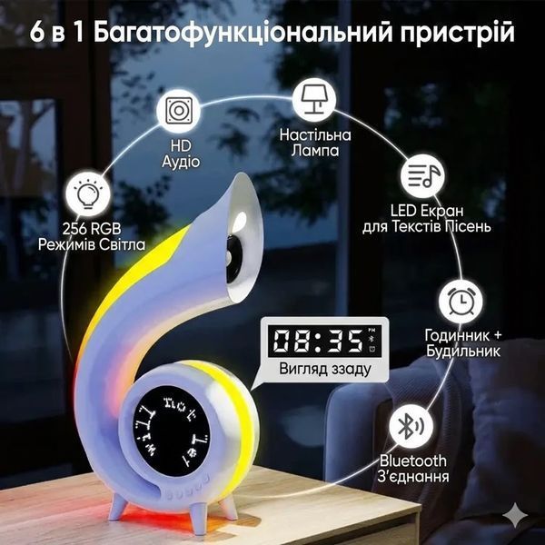Багатофункціональна Bluetooth-колонка з LED-дисплеєм, будильником, годинником і RGB-підсвіткою Abyss G69 Pro Lyrics 2894237384 фото