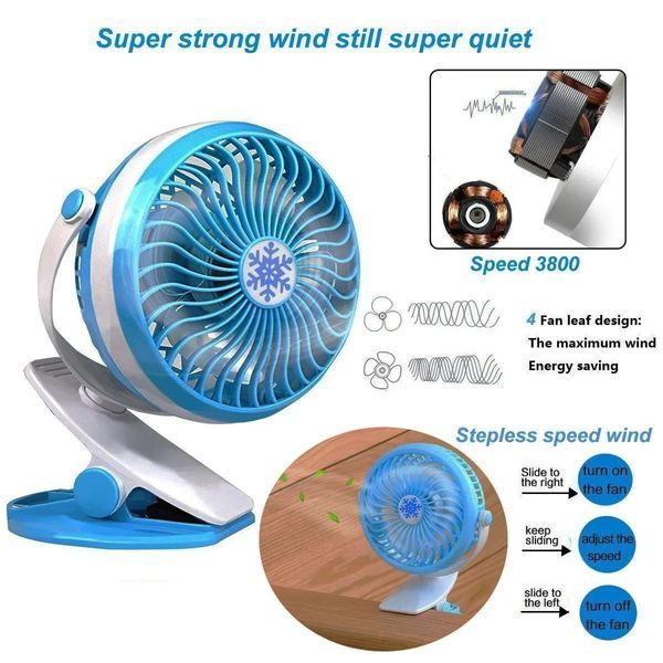 Портативний настільний мінівентилятор Moltis на прищіпці Mini Fan WX 6503 ABS-пластик Blue 2241558958 фото