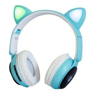 Бездротові навушники "Кошичі вушка" CatEar ST77M з підсвіткою RGB Bluetooth MP3 плеєр Blue 2048940005 фото