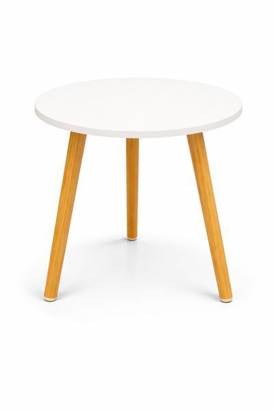 Інтер'єрний круглий столик Grant DASH-1201, 40&times;40&times;55 см, біла стільниця, ніжки світле дерево 2931990524 фото