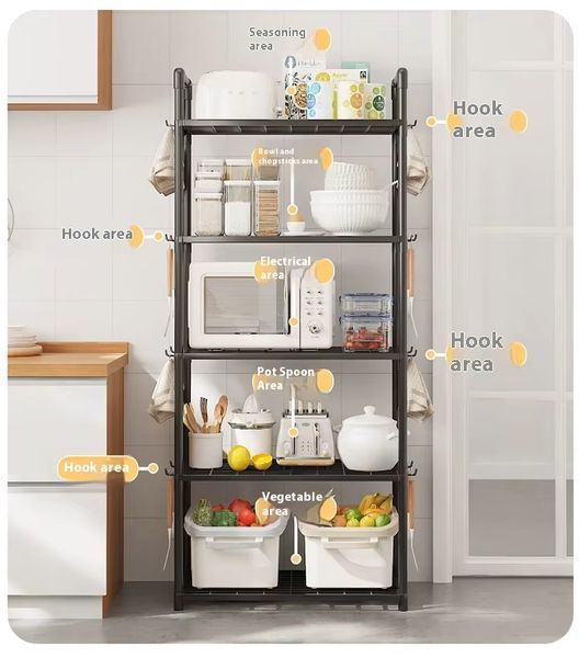 Полиця стелаж для кухні підлогова на 5 ярусів 50х170х30 см Storage rack XL-1330 2688368699 фото