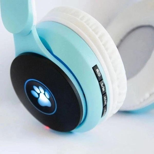 Бездротові навушники "Кошичі вушка" CatEar ST77M з підсвіткою RGB Bluetooth MP3 плеєр Blue 2048940005 фото