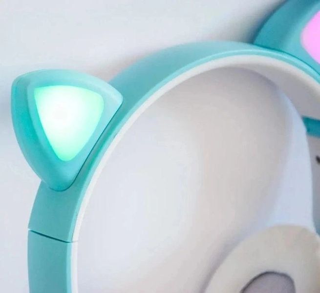 Бездротові навушники "Кошичі вушка" CatEar ST77M з підсвіткою RGB Bluetooth MP3 плеєр Blue 2048940005 фото