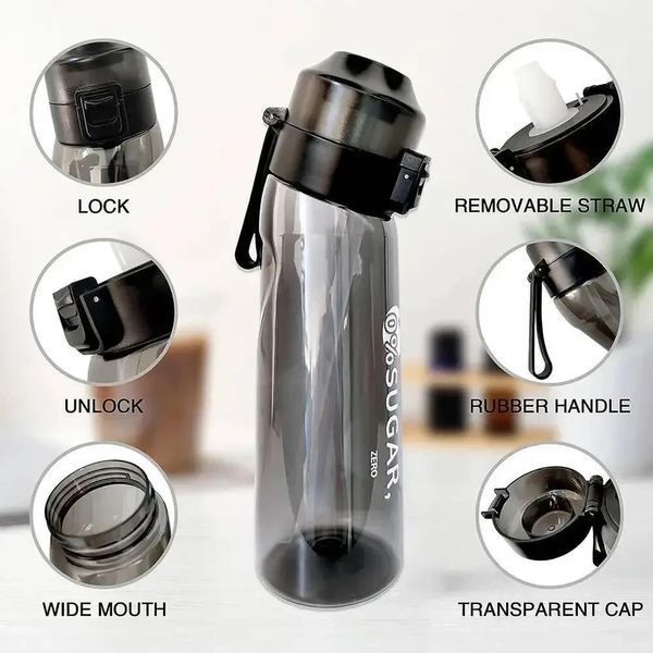 Пляшка ароматична спортивна для води Air Up Bottle 650 мл + 7 капсули Чорний 2519338448 фото