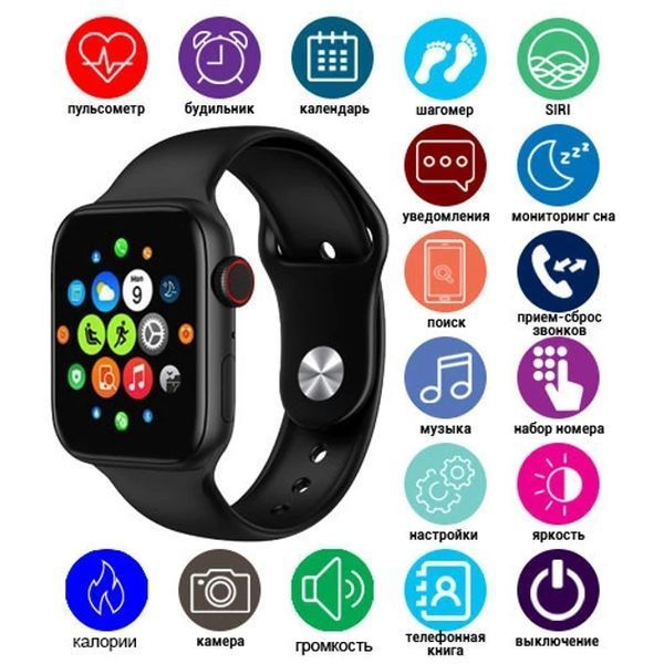 Розумний годинник Смарт-годинник Smart Watch T500 із сенсорним екраном і пульсометром голосового виклику чорний 2339149972 фото