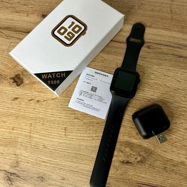Розумний годинник Смарт-годинник Smart Watch T500 із сенсорним екраном і пульсометром голосового виклику чорний 2339149972 фото