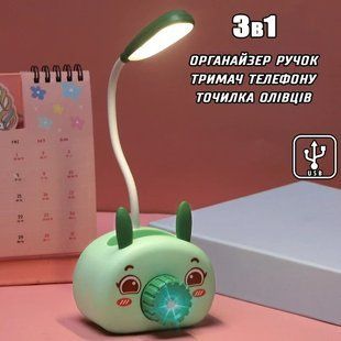 Лампа настільна з точилом органайзером для ручок і підставкою телефона Зелений 1742344802 фото