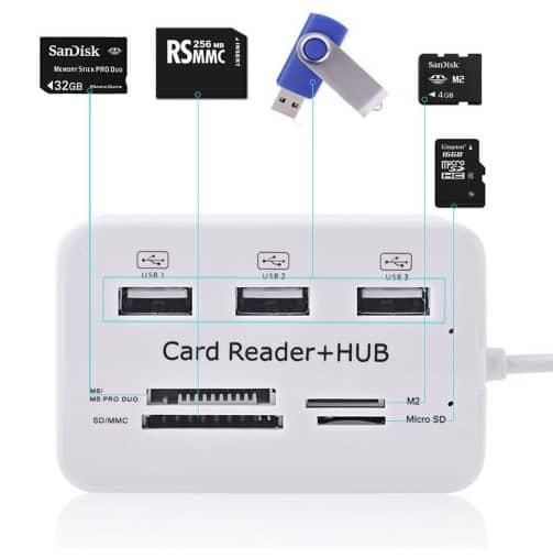Картридер для читання карт-концентраторів HUB USB Combo 2.0 USB/MS/MS Pro DUO/SD/M2/MMC/MicroSD 1810849236 фото
