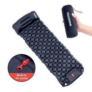 Туристичний надувний матрац із подушкою Outdoor Sleeping Каремат із подушкою і вбудованим насосом 2403188373 фото