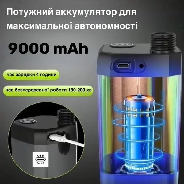 Портативний душ з насосом електричний 9000mAh польовий Lixada Похідний переносний душ для туризму та дому 2692791331 фото