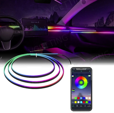 Підсвічування салону авто Ambient light Rgb, світлодіодна стрічка торпеди USB Bluetooth багатобарвна RGB55 фото