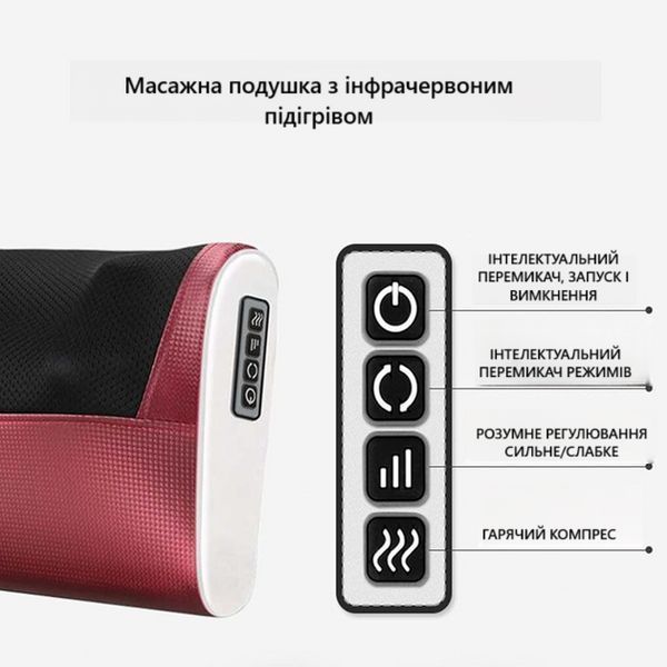 Масажна подушка FG1071 з інфрачервоним підігрівом і 3ма режимами Масажер для ніг рук спини та шиї 2537727394 фото