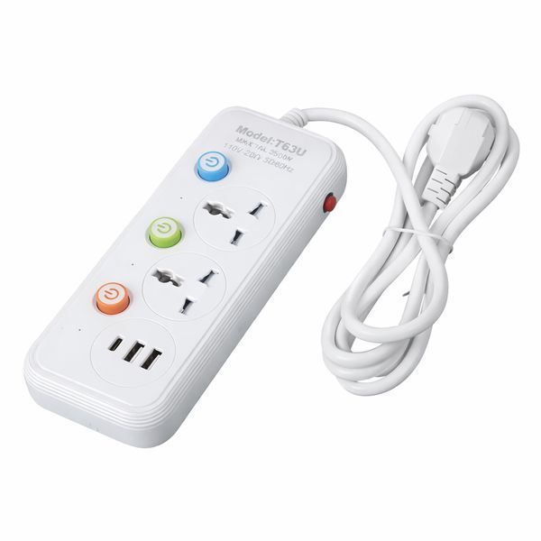 Подовжувач WL-2 на 1.8 м: мережевий фільтр з 2 розетками, портами Type-C і 2xUSB, 2500 Вт/переноска з юсб 2901707902 фото