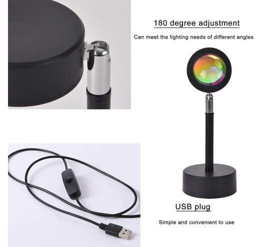Проєкційний світильник Sunset Lamp з ефектом заходу сонця, світанку fm-23 1445018211 фото