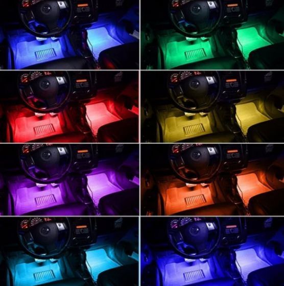 Світлодіодна RGB стрічка для підсвічування салону автомобіля з пультом ДК 4 шт. по 18 льод ELITE LUX EL-1228 1248928351 фото