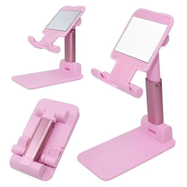 Настільна підставка тримач для телефона планшета Folding desktop phone stand Рожева 1754656133 фото