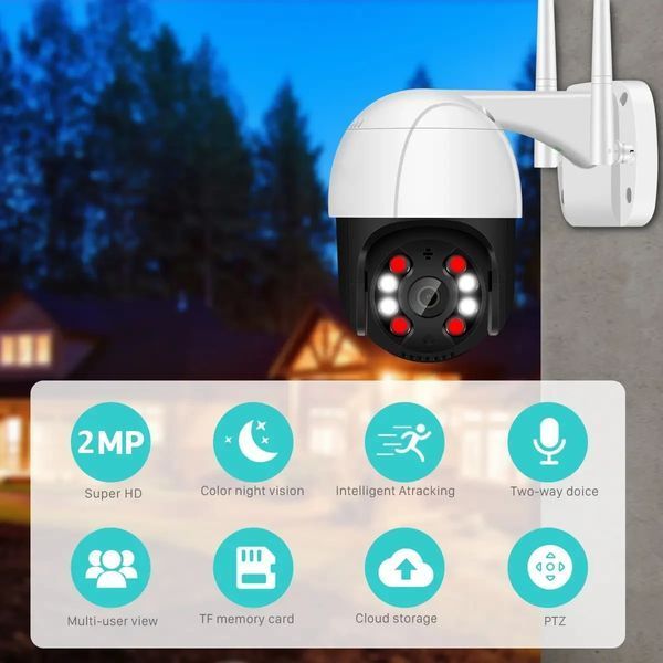 Вулична IP Wi-Fi PTZ-D4 камера спостереження Відеоспостереження Купольна Поворотна IP66 біло-чорна 2030701041 фото