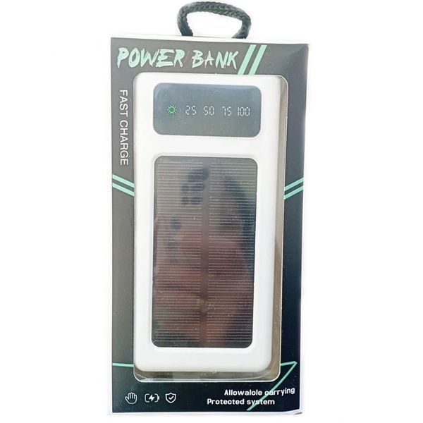 УМБ Power Bank Solar 50000mAh повербанк 4 в 1 із сонячною панеллю, екраном, ліхтариком White 2024142280 фото