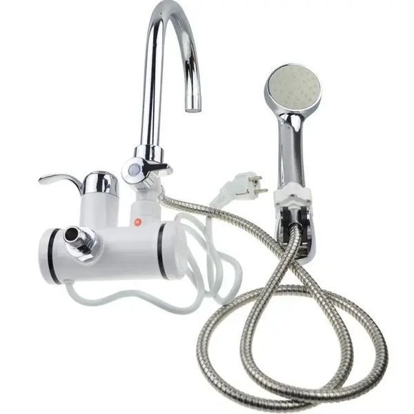 Міні бойлер + душ Water Heater MP 5208, проточний електричний водонагрівач 3000 Вт з LCD-дисплеєм, бічне під'єднання, шланг 2888487972 фото