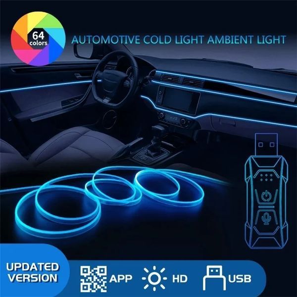 Підсвітка салону Ambient light Rgb, світлодіодна стрічка торпеди USB Bluetooth багатобарвна 2341840028 фото