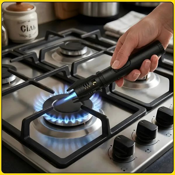 Газова запальничка&nbsp;з регулюванням полум'я&nbsp;і металевим корпусом 20х2.8х2.8 см&nbsp;ZGT-2 Чорний 2981917105 фото