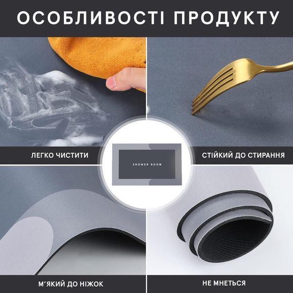 Міцний вологостійкий килимок для ванни Shower Room 40х60 см Сірий, Синій, Рожевий, Зелений, коричневий 1865411649 фото