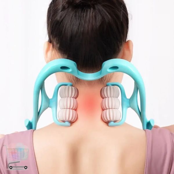 Ручний мультироликовий масажер для шиї та тіла Neck Stretcher з обертовими 360&deg; рельєфними роликами 2097565080 фото