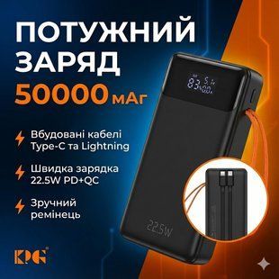 Портативна батарея KPG KPG-507 Power Bank 50000mAh 22.5W з цифровим дисплеєм 2871564066 фото