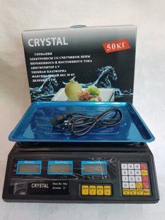 Торгові ваги електронні з калькулятором Crystal 50 kg 6V Чорний Найкраща ціна! 1253547241 фото