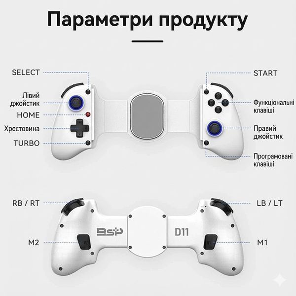Розсувний бездротовий геймпад BSP-D11 для смартфона/планшета, iOS/Android/PC/Switch 2834233728 фото
