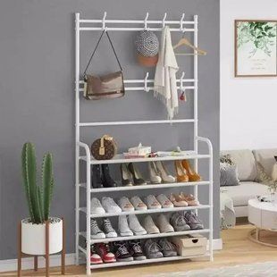 Універсальний вішак для одягу New simple floor clothes rack size 60X29.5X151 см Білий 2051128632 фото